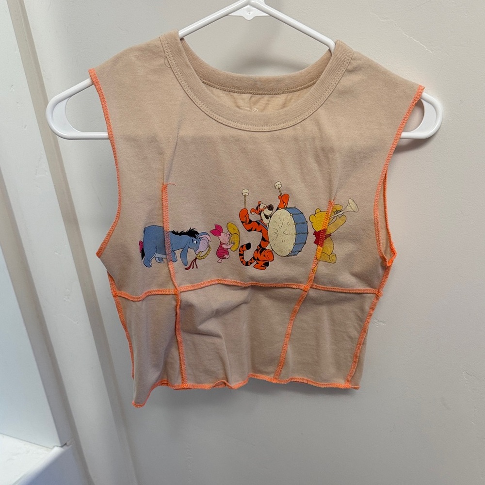 Beige Tank Top with Orange Trim - Disney Characters